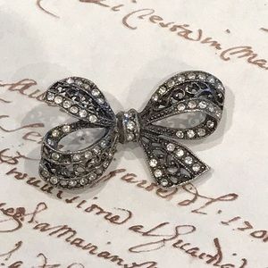 Vintage Marcasite and Crystal Bow Pin